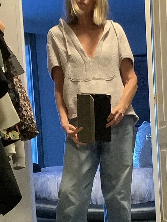 Hand Knit Cotton Shell Tee Top – Artisan Boho Coastal Beige - Picture 3 of 9